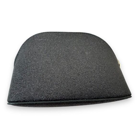 Kate Spade Lola Glitter Small Dome Cosmetic Case/Makeup Bag Black Gold NWOT - Picture 4 of 5